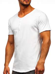 Біла чоловіча футболка без принта з V-подібним вирізом Bolf 4049