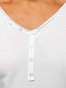 Біла чоловіча футболка без принта з V-подібним вирізом Bolf 4049