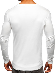 Білий чоловічий светр з V-подібним вирізом Bolf MMB601