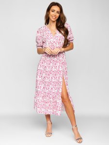 Рожева жіноча сукня в квіточку Bolf A450