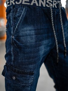 Темно-сині чоловічі джинсові джоггери-карго slim fit Bolf 85030W0