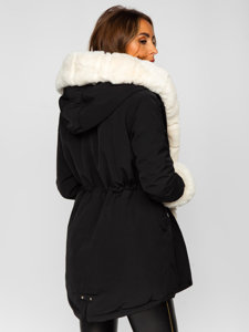 Чорна жіноча зимова куртка-парку з капюшоном Bolf 7033