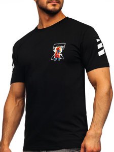 Чорна чоловіча футболка з принтом Bolf 2607