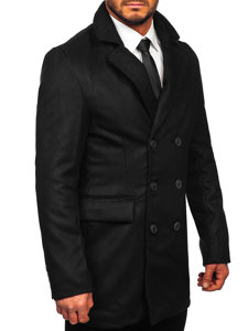 Чорне довге двобортне чоловіче зимове пальто Bolf 79B3-073