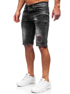 Чорні джинсові шорти чоловічі Bolf 3014