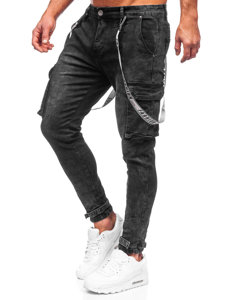 Чорні чоловічі джинсові штани карго Bolf TF096