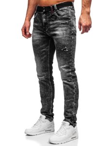 Чорні чоловічі джинсові штани regular fit з поясом Bolf 30049S0